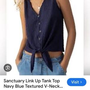Sanctuary Midnight Blue Button-Down Tank Top